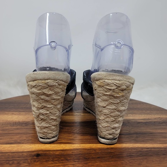 Dr Scholl's Soar Navy Blue Wedge Espadrille Slide Sandals 7M - Picture 3 of 7